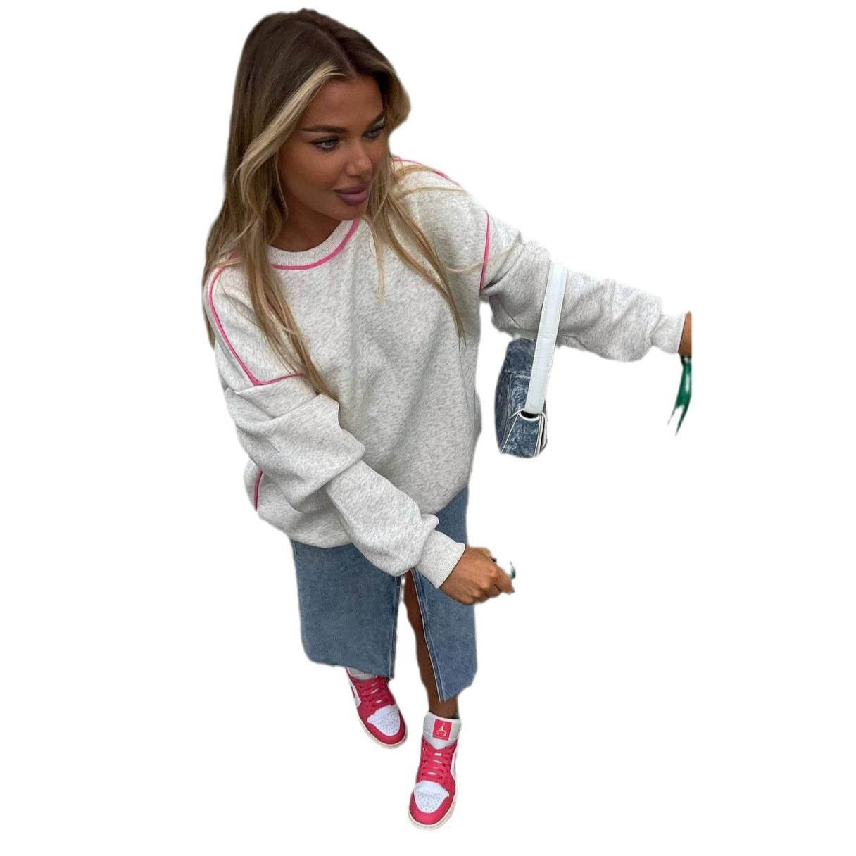 Damen Oversized Sweatshirt mit Kontrastnähten und lässigem Schnitt Stalluxe