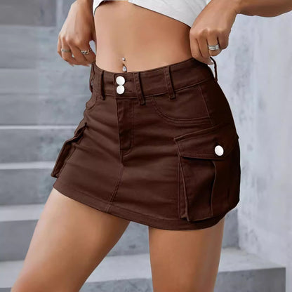 Damen Cargo-Minirock mit praktischen Seitentaschen und Knopfdetails Stalluxe