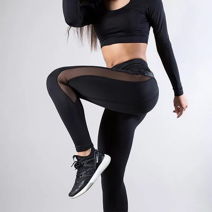 Damen Sport-Leggings mit atmungsaktivem Mesh-Einsatz Stalluxe