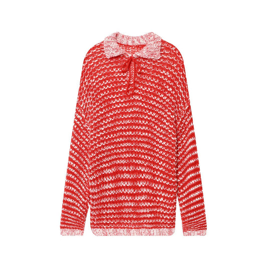 Damen lässiger Strickpullover mit modischem Kragen und Bindebändern Stalluxe