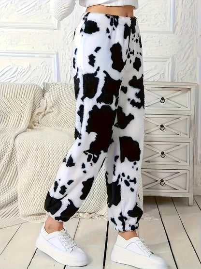 Damen trendige und bequeme Jogginghose mit Kuhmuster Stalluxe