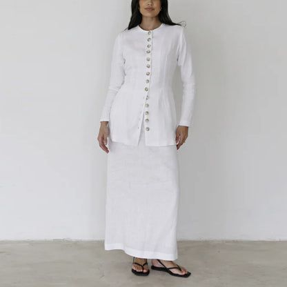 Damen Elegantes und Modisches Langarm-Kleid mit Krawattenverschluss Stalluxe
