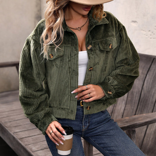 Damen Cordjacke im Vintage-Stil mit Taschen und Knopfverschluss Stalluxe