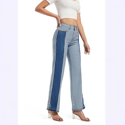 Damen Weit geschnittene Jeans im kontrastierenden Denim-Design Stalluxe