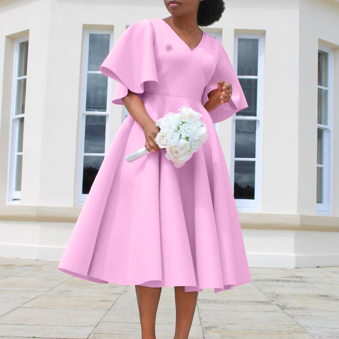 Damen Wickelkleid mit fließendem Schnitt und voluminösen Ärmeln Stalluxe