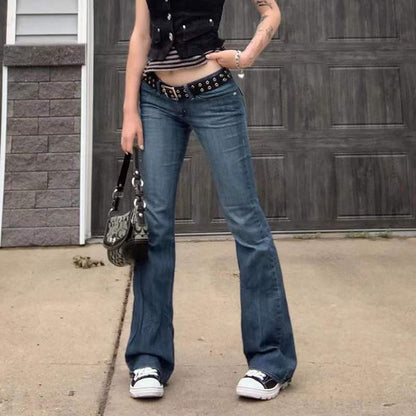 Damen lässige Flared Jeans im Retro-Stil mit hohem Bund Stalluxe