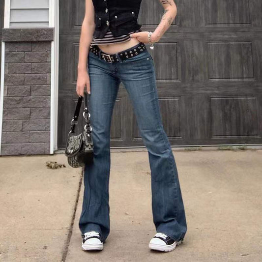 Damen lässige Flared Jeans im Retro-Stil mit hohem Bund Stalluxe
