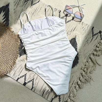 Damen Einteiliger Badesuit mit raffinierter Raffung und zarten Details Stalluxe