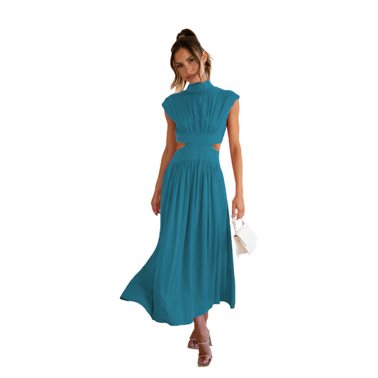Damen Maxikleid mit elegantem Cut-Out und plissierten Details Stalluxe