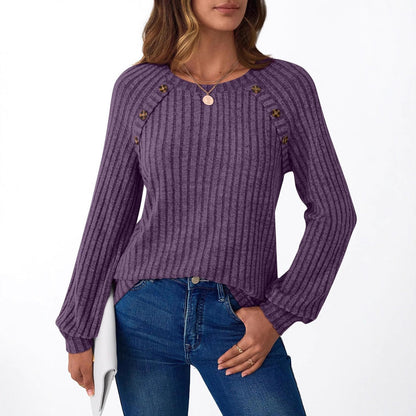 Damen lässiger Strickpullover mit eleganten Knopfdetails Stalluxe