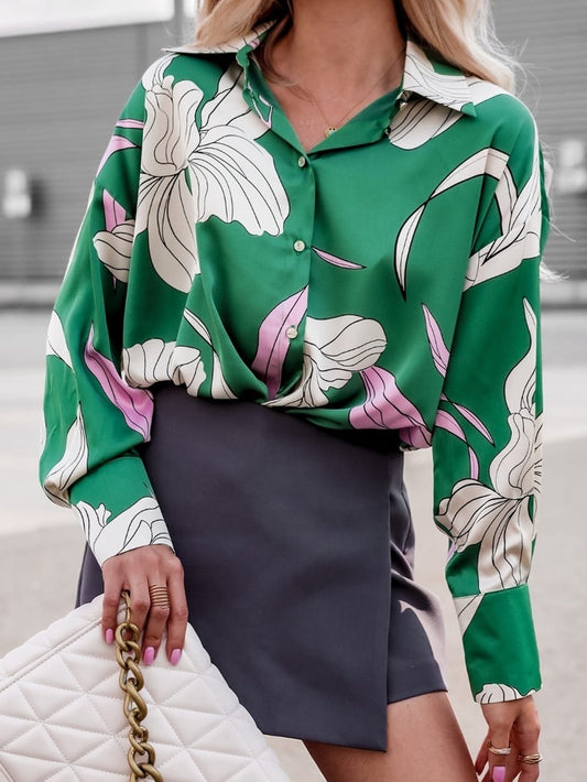 Damen Bluse mit floralem Design und oversized Schnitt Stalluxe