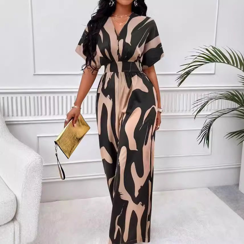 Damen Eleganter Cut-Out Jumpsuit mit modernem Muster Stalluxe