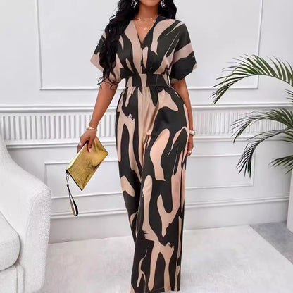 Damen Eleganter Cut-Out Jumpsuit mit modernem Muster Stalluxe