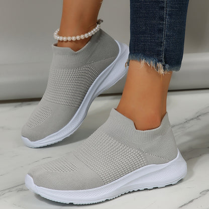 Damen atmungsaktive Slip-On Sneakers mit flexiblem Strick-Obermaterial Stalluxe
