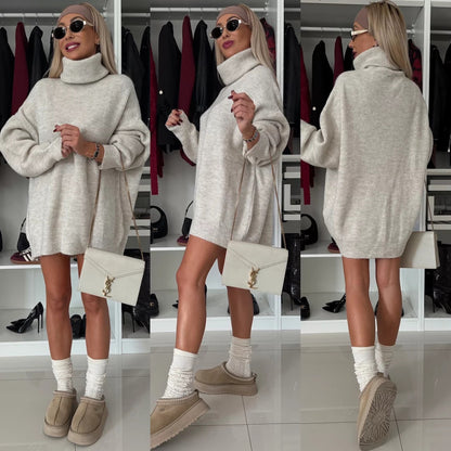 Damen Strickpullover mit hohem Kragen und weitem Schnitt Stalluxe
