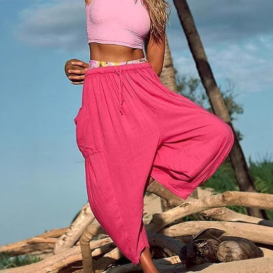 Damen weite Freizeithose mit tiefen Taschen und elastischem Bund Stalluxe