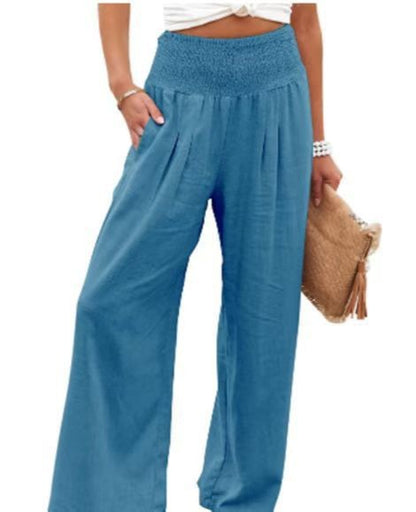Damen Weite Leinenhose mit elastischem Bund Stalluxe