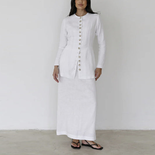 Damen Elegantes und Modisches Langarm-Kleid mit Krawattenverschluss Stalluxe