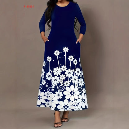 Damen Maxikleid mit floralem Design und praktischen Taschen Stalluxe