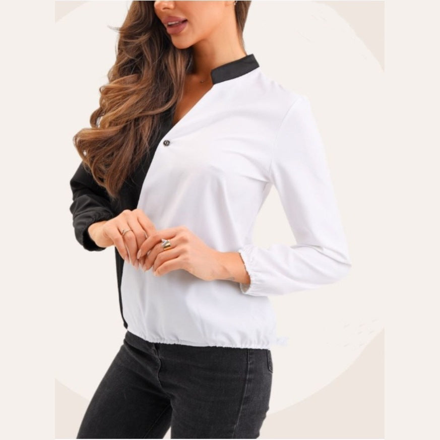 Damen Modische Bluse mit asymmetrischem Design und Knopfdetail Stalluxe