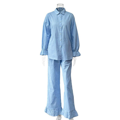 Damen lässiges Pyjama-Set aus atmungsaktiver Baumwolle Stalluxe