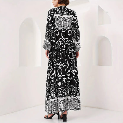 Damen Maxikleid mit kunstvollem Musterdruck Stalluxe