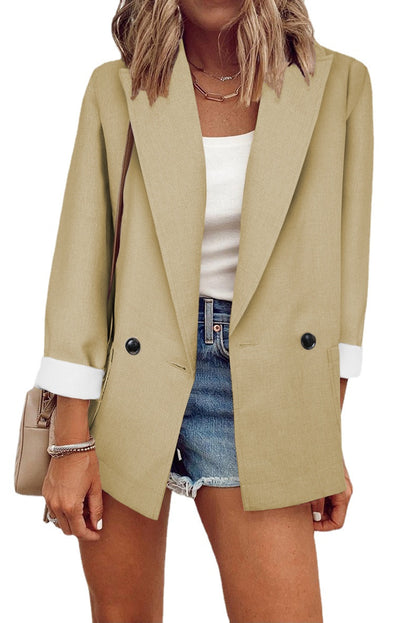 Damen modischer Blazer im Oversized-Schnitt mit tiefen Taschen und umgeschlagenen Ärmeln Stalluxe