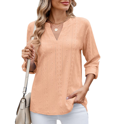Damen Elegantes und luftiges Blusenshirt mit V-Ausschnitt Stalluxe