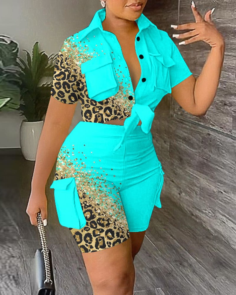 Damen Freizeit Set mit modischem Hemd und stylischen Shorts Stalluxe