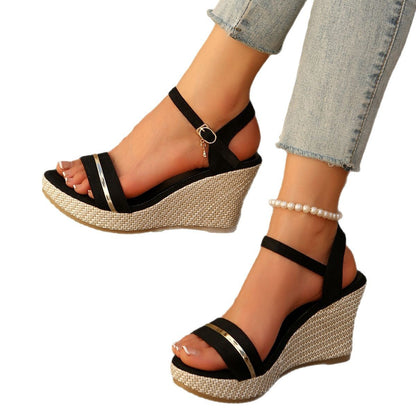 Damen Wedge-Sandalen mit edlen Riemen und schickem Espadrille-Design Stalluxe