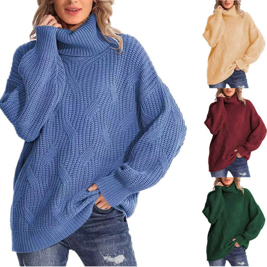Damen Weicher Strickpullover mit hohem Kragen und Kabelmuster Stalluxe