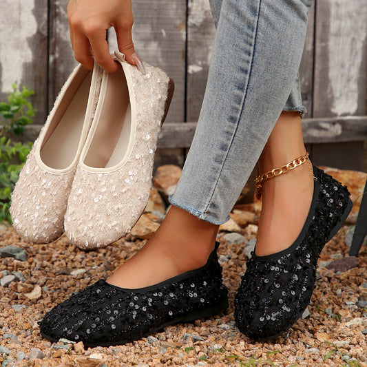 Damen Elegante Ballerinas mit funkelnder Pailletten-Applikation Stalluxe