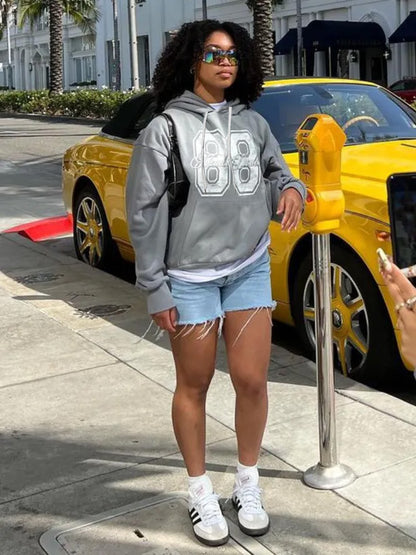 Damen Kapuzenpullover mit sportlichem Aufdruck Stalluxe