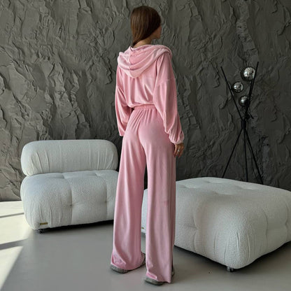 Damen Sportliches Lounge-Set mit komfortablem Hoodie und weitem Hosenstil Stalluxe Rosa
