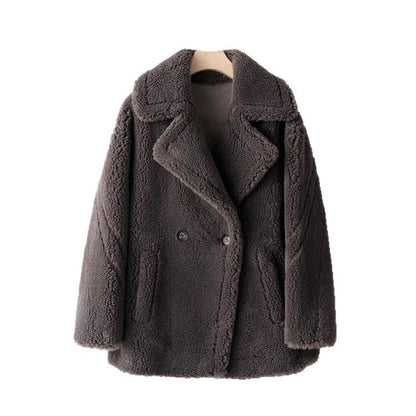 Damen kuscheliger Teddycoat mit doppelter Knopfleiste und Taschen Stalluxe