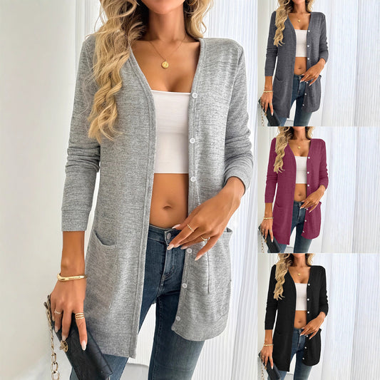 Damen Langarm-Cardigan mit praktischen Taschen und Knopfleiste Stalluxe