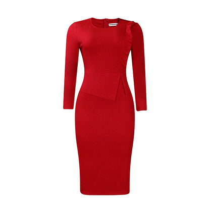 Damen Elegantes Businesskleid mit Rüschendetails und taillierter Silhouette Stalluxe