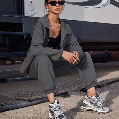 Damen sportlicher Fleece-Mantel mit großzügigen Taschen und elastischen Bündchen Stalluxe