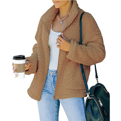 Damen kuschelige Fleecejacke mit Oversized-Schnitt und tiefem Kragen Stalluxe