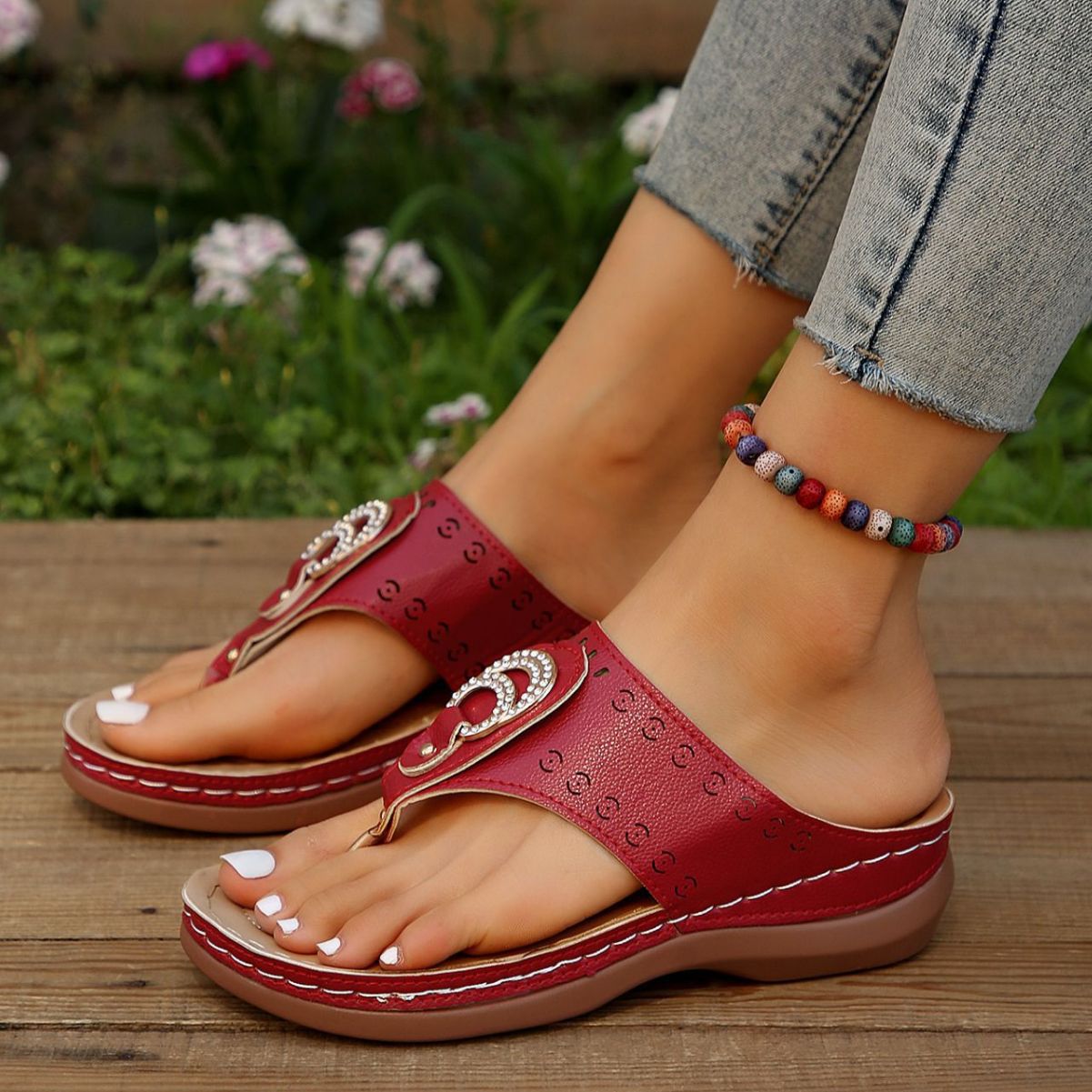 Damen Komfortable Zehentrenner-Sandalen mit ergonomischer Fußbett-Technologie Stalluxe