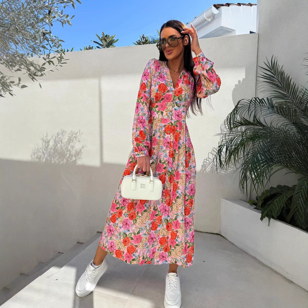 Damen Maxikleid mit floralem Muster Stalluxe