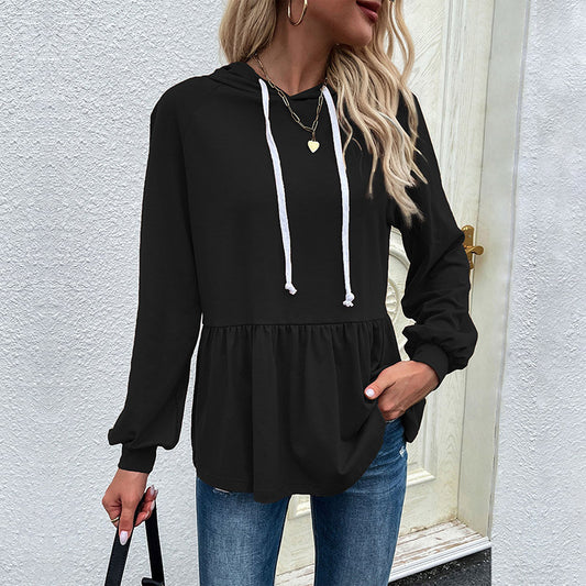 Damen lässiger Hoodie mit Rüschendetail und Kordelzug Stalluxe