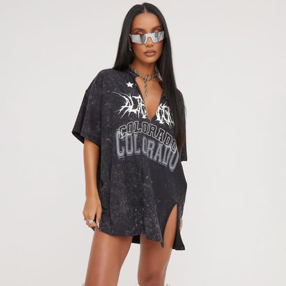 Damen Vintage Oversized T-Shirt mit einzigartigem Grafikdesign Stalluxe