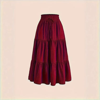 Damen Maxi-Rock mit elastischem Bund und Stufen-Design Stalluxe