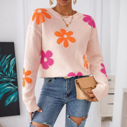 Damen Pullover mit floralem Design und Rundhalsausschnitt Stalluxe