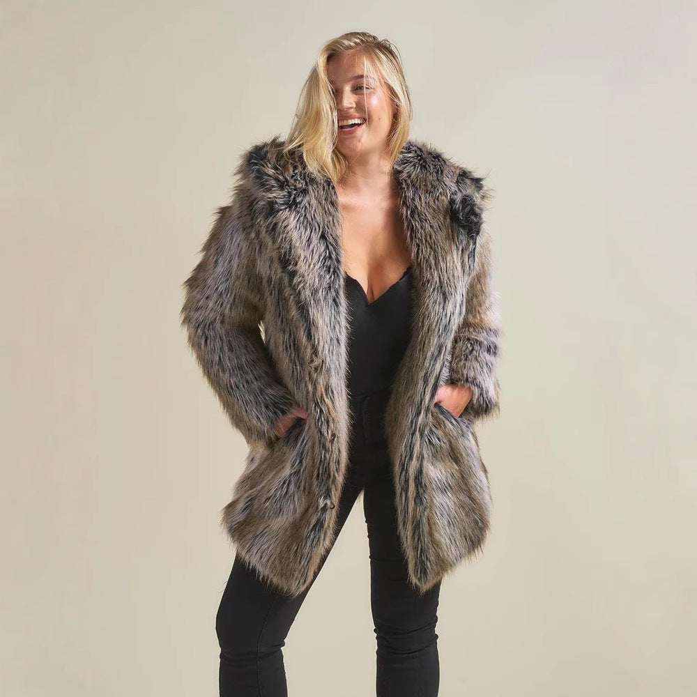 Damen Hooded Faux-Fur-Mantel mit Ohrenschützer Stalluxe