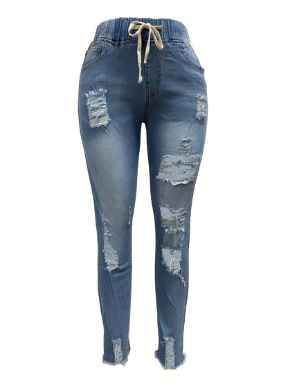 Damen Jeansleggings mit lässigem Schnitt und modischen Destroyed-Details Stalluxe