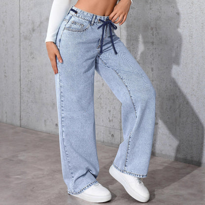 Damen Weite Jeanshose mit elastischem Bund Stalluxe