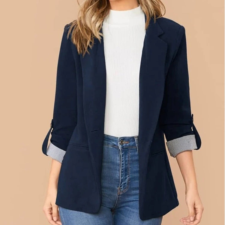 Damen Eleganter lässiger Blazer mit umschlagbaren Ärmeln und klassischem Schnitt Stalluxe