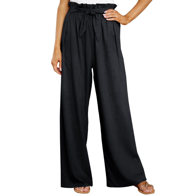 Damen Weite Sommerhose mit elastischem Bund und Bindegürtel Stalluxe